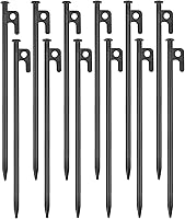 Vista 14 de Paquete de 8 estacas de metal resistentes para tienda de campaña de 16 pulgadas, irrompibles e inflexibles