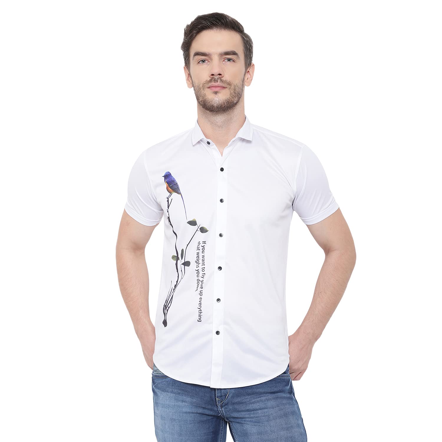 M.D.ENTERPRISEE Effortless Urban Charm Men's Lycra Shirt(Multicolour) Size :-S