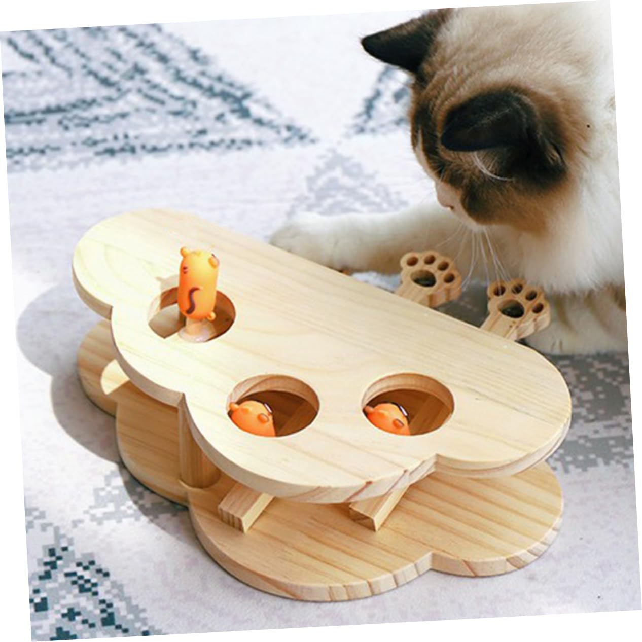 Toddmomy Interaktives Katzenspielzeug Aus Holz Für Wohnungskatzen Lustiges Katzenfängerspielzeug Kreativer Kätzchen Spielzeug Mit Aufbewahrung Für Katzenminze Langlebig Und Leicht