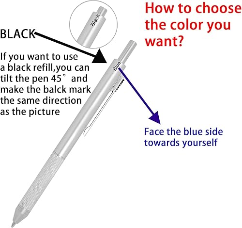 Miniatura 6 de YOUMI Bolígrafo multicolor 4 en 1 multifunción con carcasa de metal, lápiz mecánico de 0.020 in, bolígrafo rojo, bolígrafo azul y bolígrafo negro,