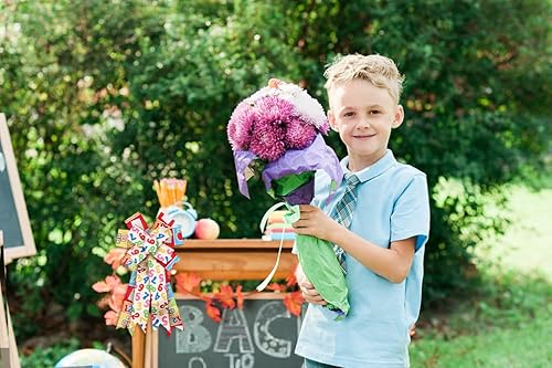 Miniatura 5 de Threetols 2 rollos de cinta de borde con alambre de 10 yardas, cinta de arpillera de números coloridos de 2.5 pulgadas, cinta de envoltura de regalo