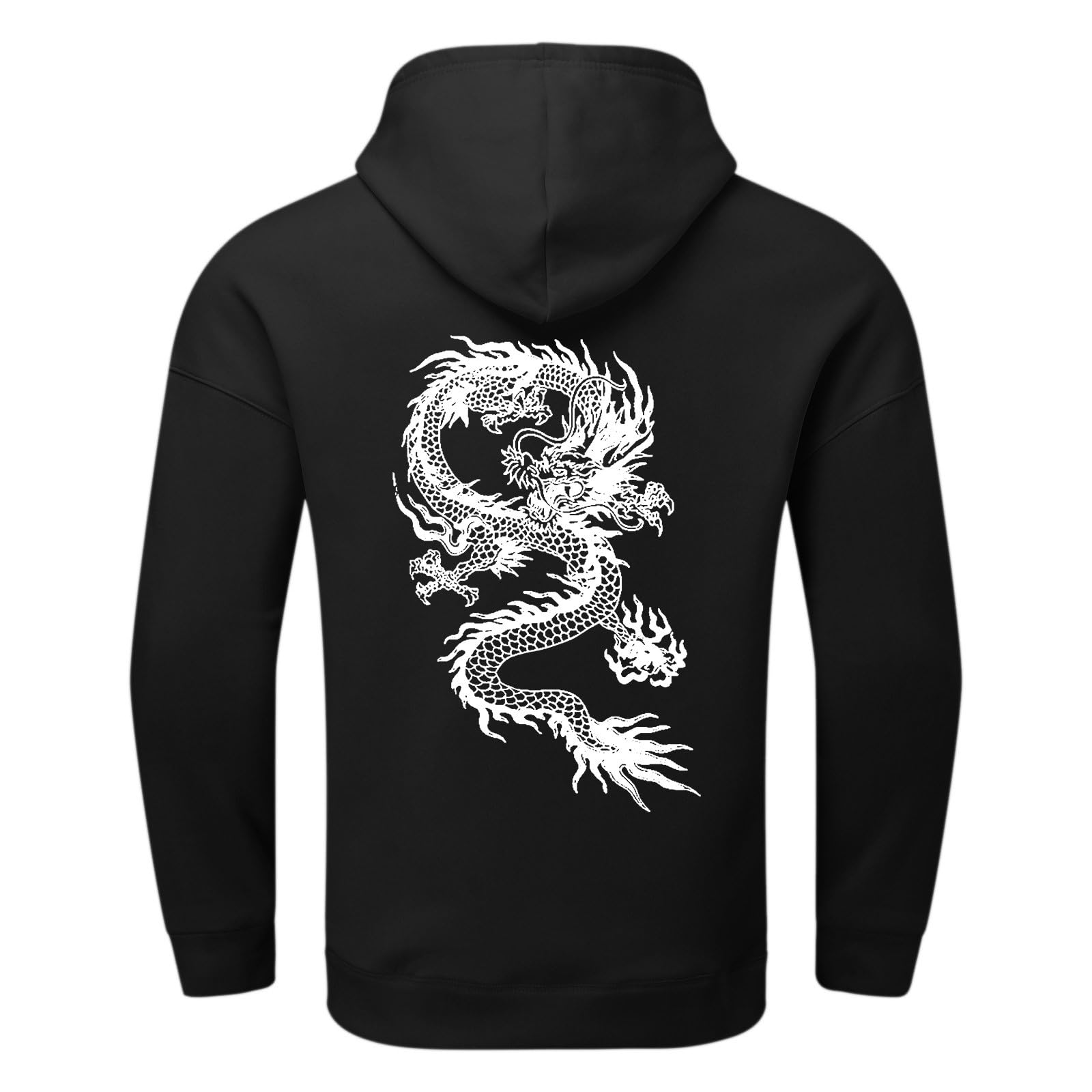 Hoodie Men's Long Sleeve Sweatshirts Back Dragon Print Pullover with Hood Men's Hoodie Loose Plus Size Hoodie Leisure Sports Shirt Sweatshirt with Pockets Comfortable Coat