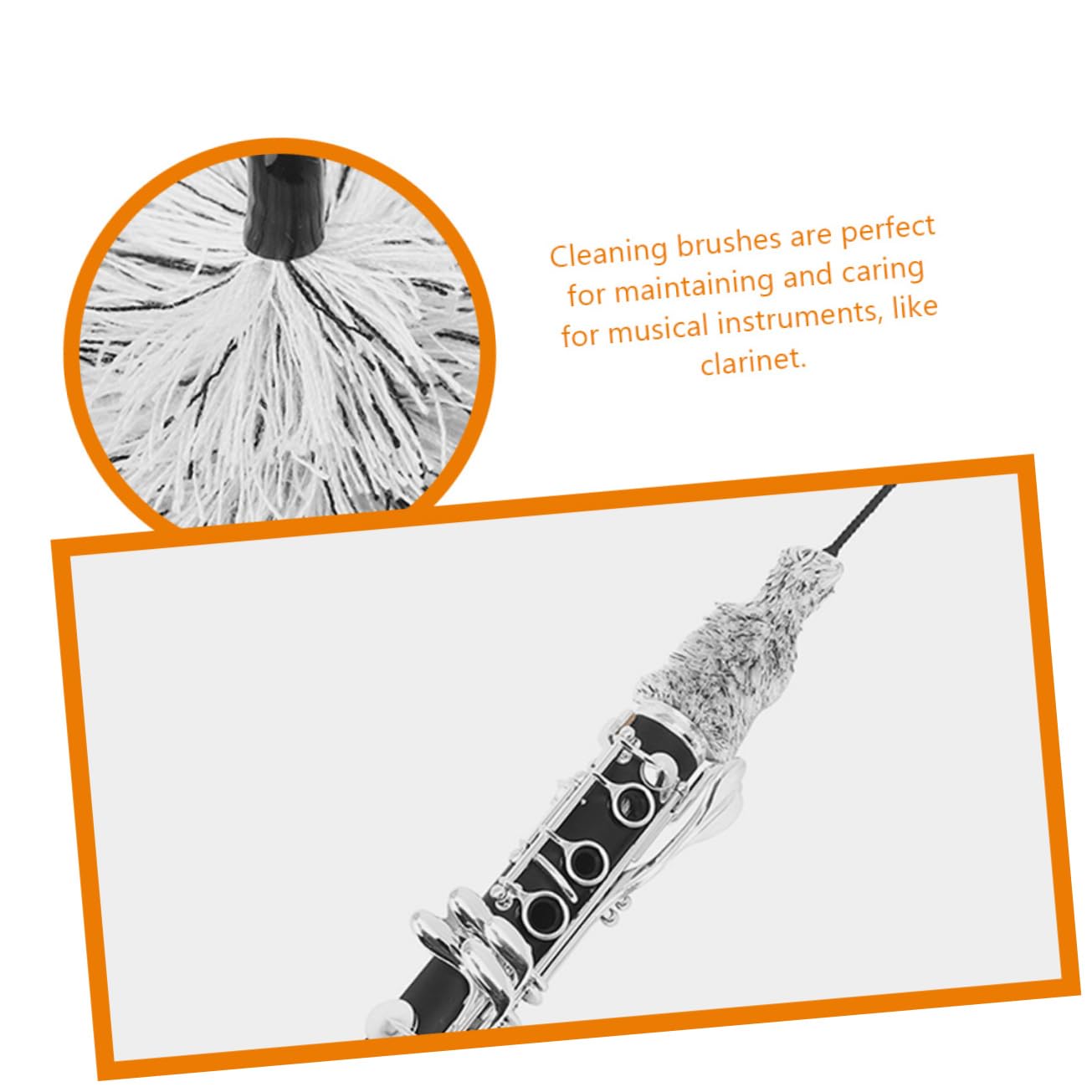 GOOHOCHY 2pcs Clarinet Cleaning Brush Absorbent Bristles for Clarinet Inner Wall Cleaning Instrument Care Kit Music Instruments