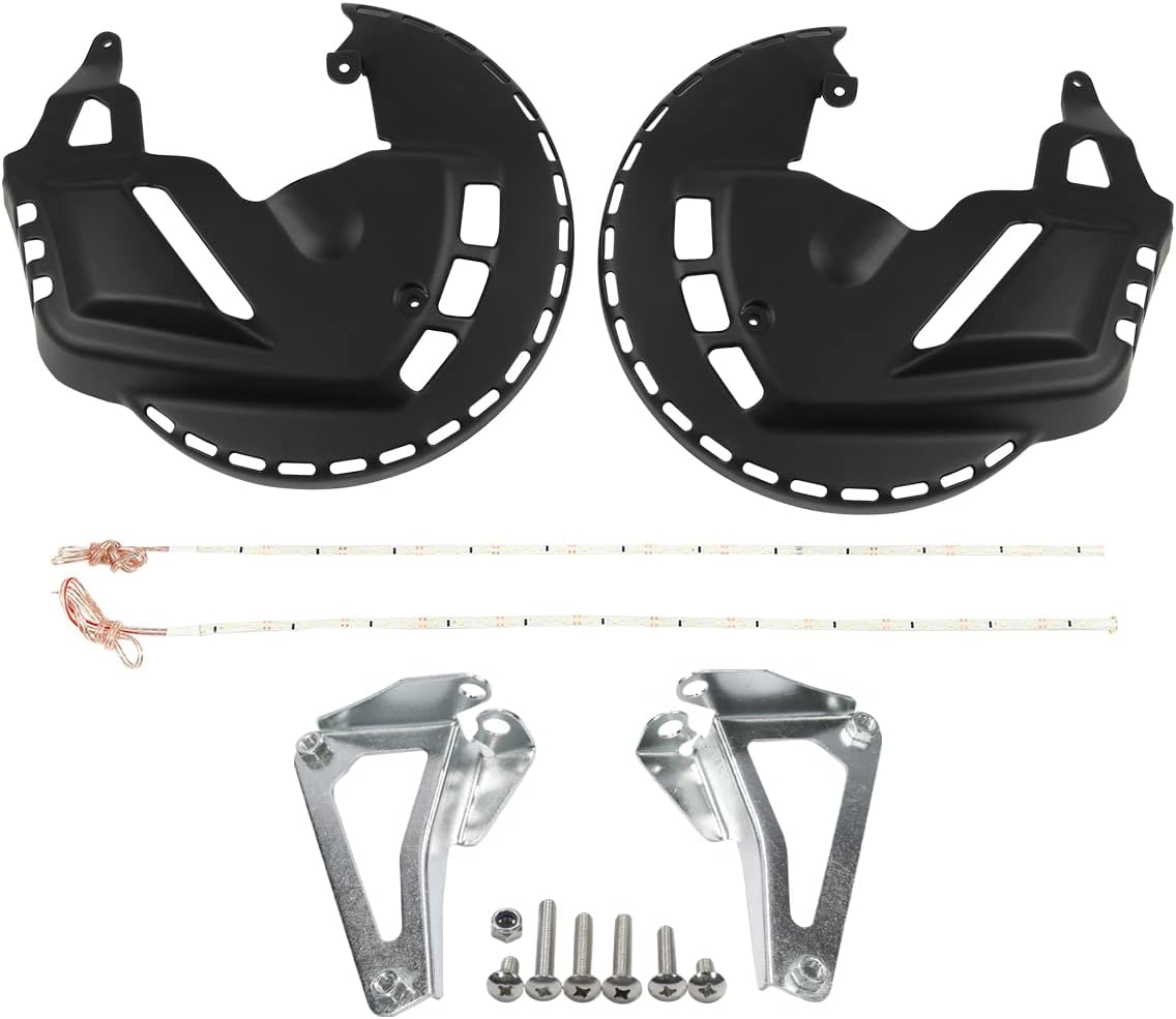 XFMT Motorcycle Matte Black Front End Brake Rotor Covers W/Blue LED Ring of Fire For Honda Goldwing GL1800 2001-2017 F6B 2013-2017