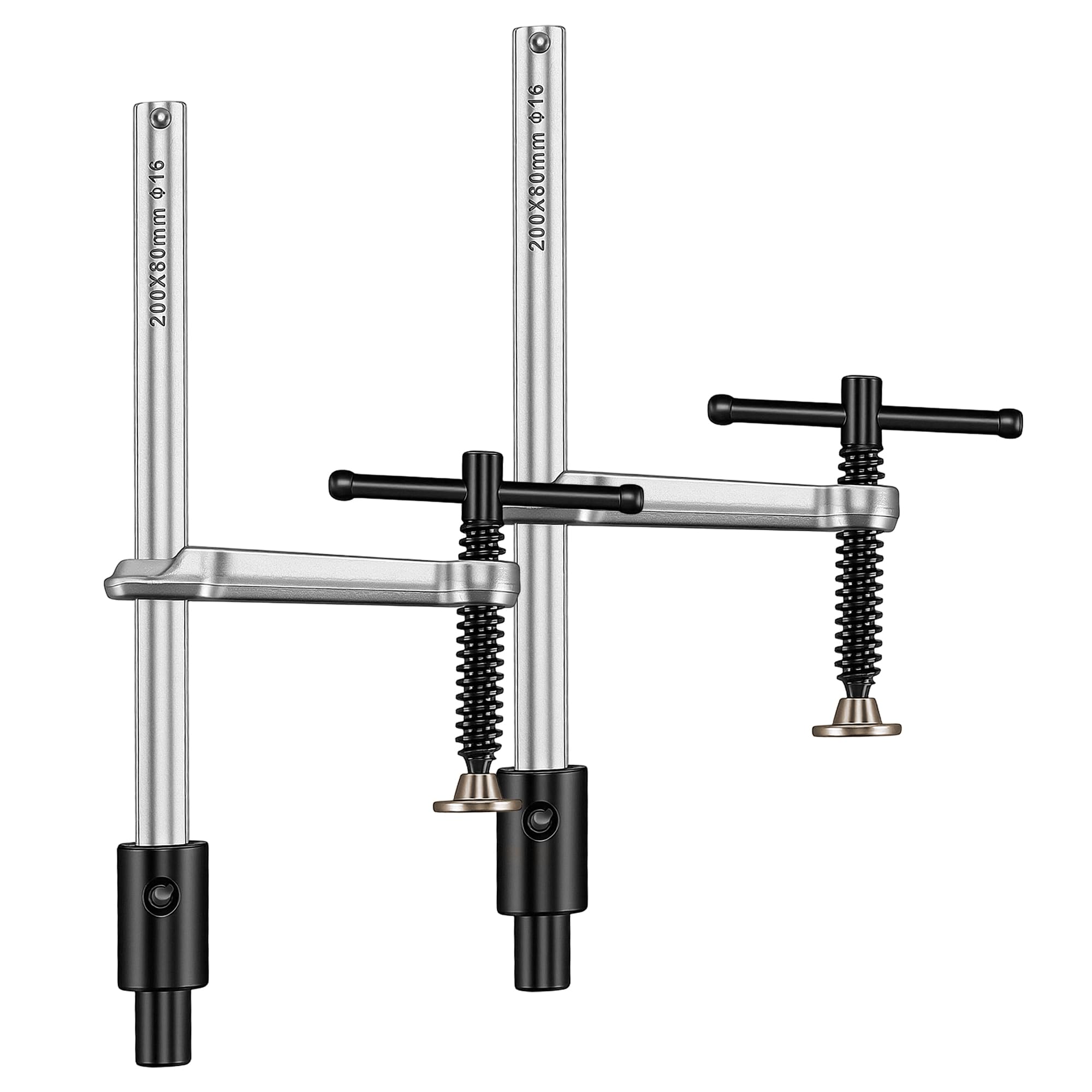 SEUNMUK 2 Pack Welding Table Clamps with T-Handle, 8" Opening Capacity, 3-5/32" Throat Depth for 5/8" (16mm) Holes, Welding Fixture Clamps for Metalworking & Fabrication