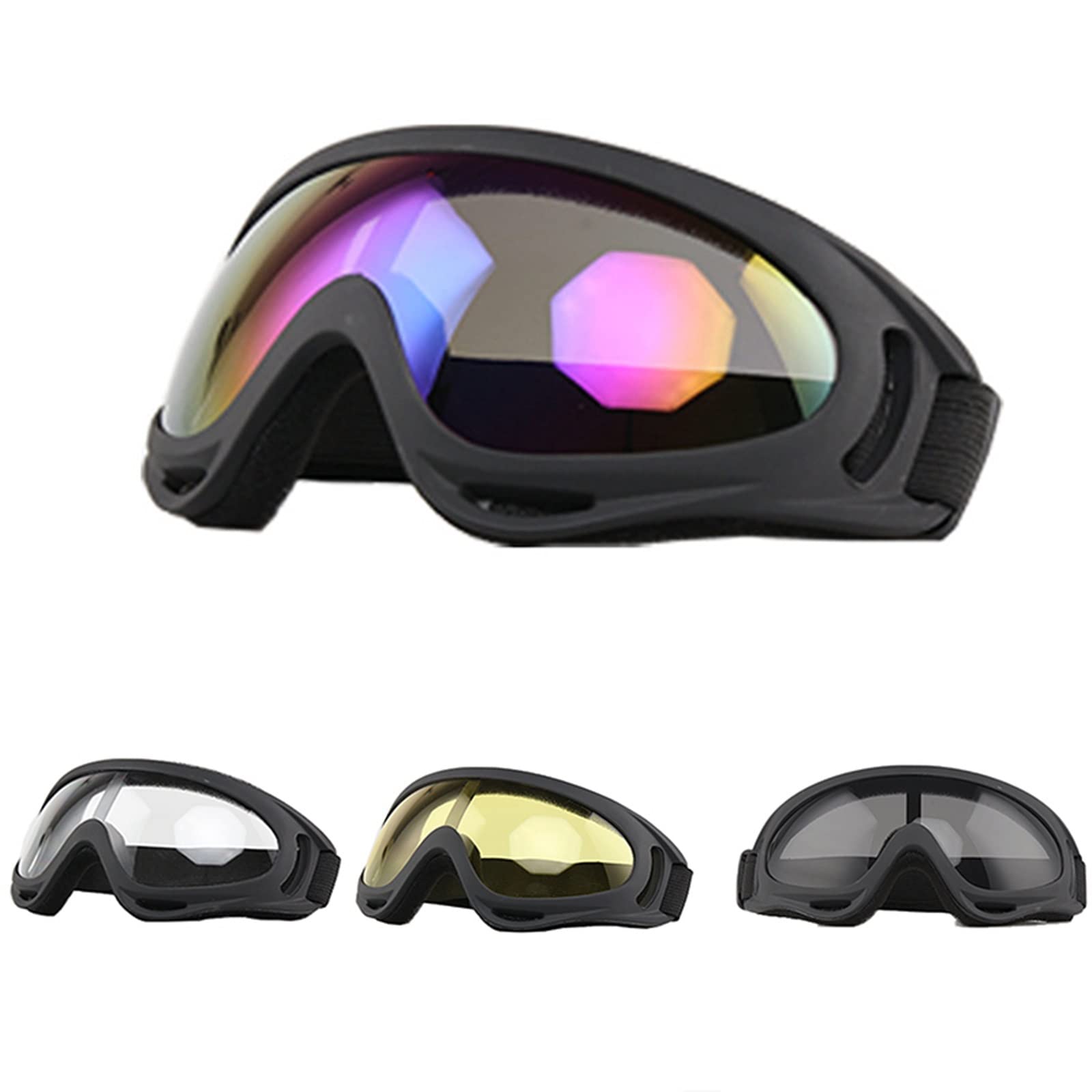 DieffematicHXJ Gogle narciarskie Ski Goggles Outdoor Windproof Motorcycle Off Road Helmet Glasses Winter Snow Skating Snowboard Cycling (Color : Colorful)