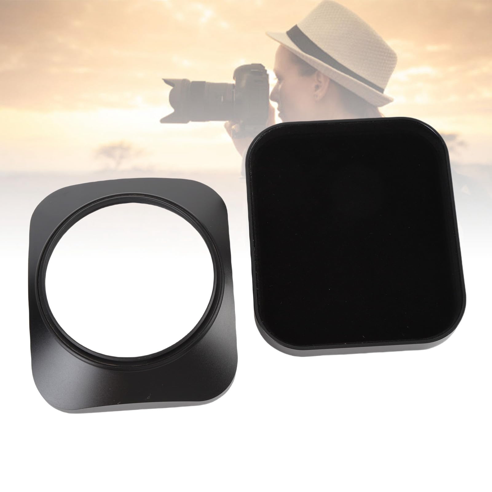 Akozon Paraluce Quadrato per Obiettivo della Fotocamera, Realizzato con Precisione CNC in Lega di Alluminio, Include Cappuccio, Accessorio di Ricambio (52 mm)