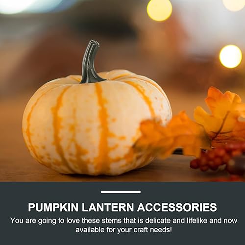 Miniatura 7 de NUOBESTY 24 tallos de calabaza falsos para bricolaje, suministros de calabaza de Halloween, adorno de linterna Jack o Lantern, herramienta para
