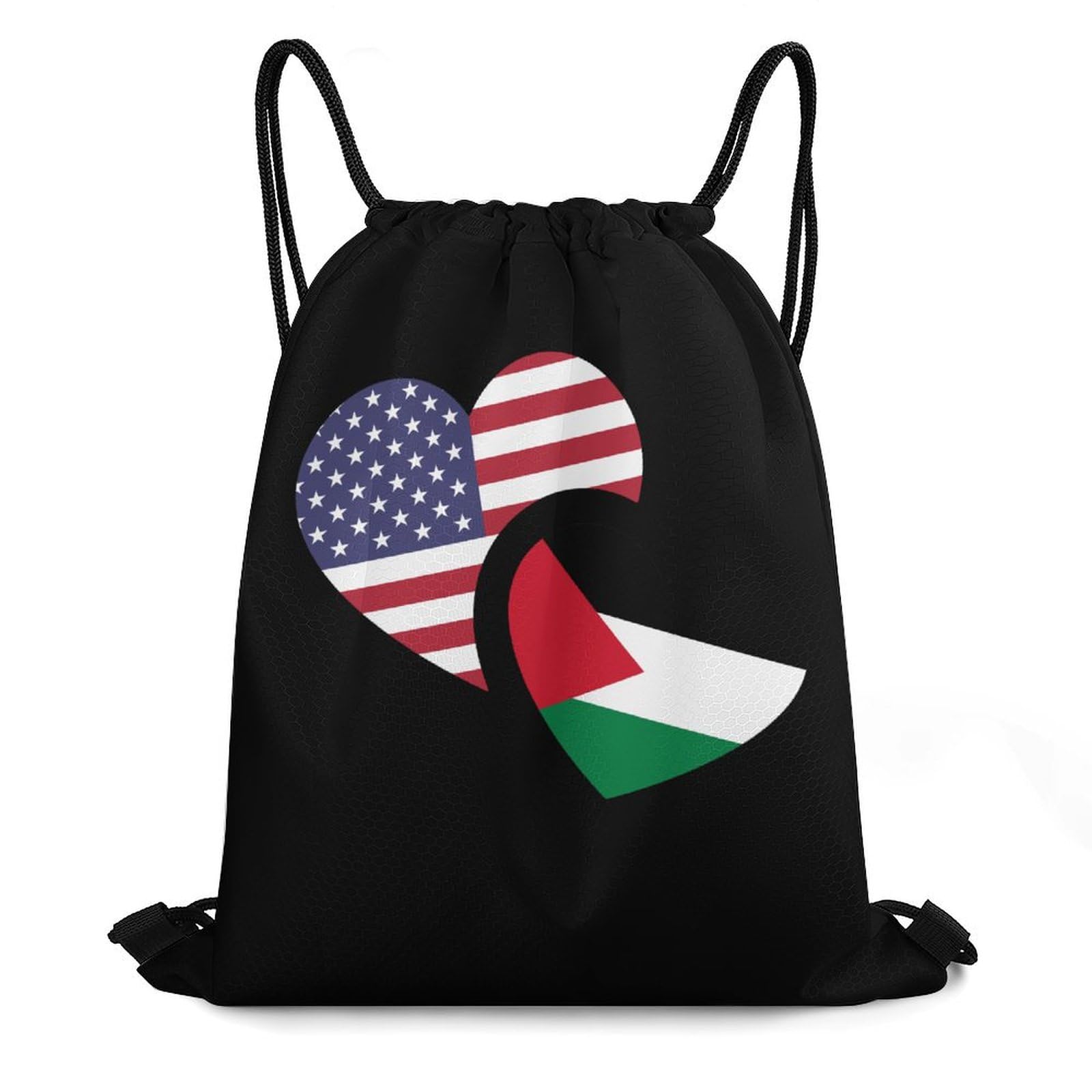 Palestine US Flag Drawstring Backpack Durable Sport Gym Bags Daypack for Men Women 35 * 42cm