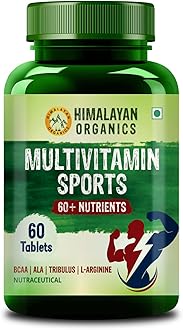 Himalayan OrganicsOrganics Multivitamin Sports with 60+ Nutrients | Vitamin B1,B2,B3,B5,B6,B12,A,E,C,D,K,Biotin,Calcium,Zinc | Good for Brain, Eye, Muscle & Joint Care - 60 Veg Tablets