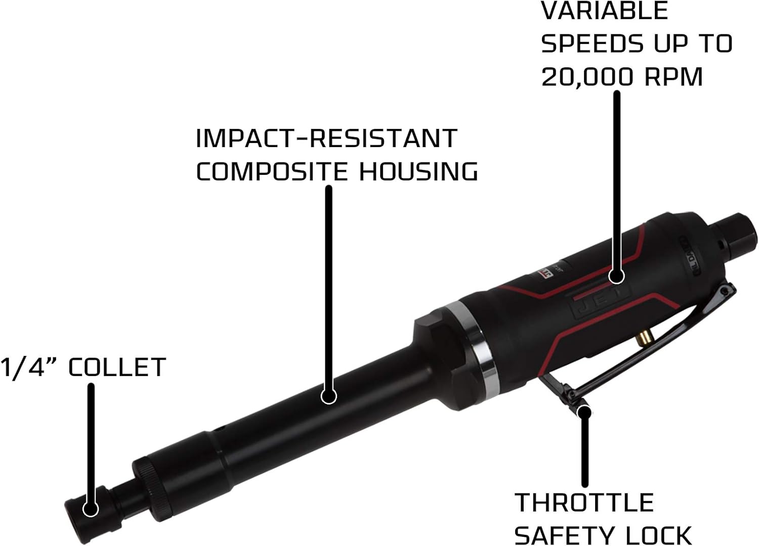 Exclusive Discount 50% Price JET JAT-481, 1/4-Inch Extended Pneumatic Die Grinder (505481)