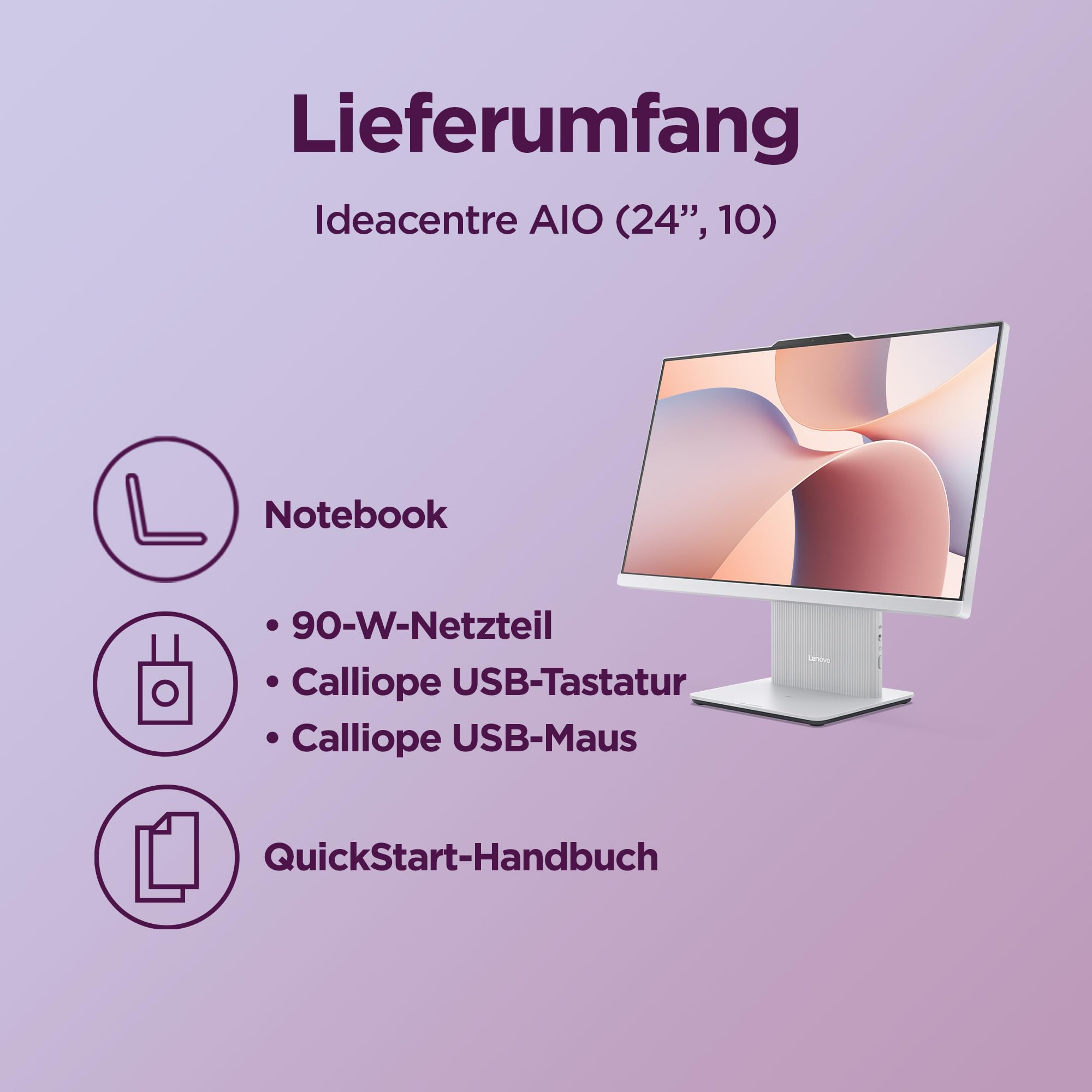 Lenovo IdeaCentre All-In-One AI-PC | 23.8"Full HD Display | AMD Ryzen 7 250 | 16GB RAM | 1TB SSD | AMD Radeon Grafik | Win11 | Augenschutz | Inkl.USB Maus-Tastatur | Cloud grau | 3 Monate Premium Care