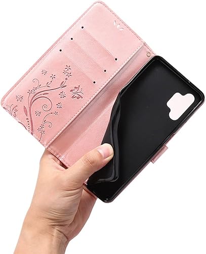 Miniatura 7 de Funda compatible con Samsung Galaxy A32 5G con purpurina y tarjetero con tapa para mujer, diseño de mariposas de cristal, a prueba de golpes, funda