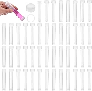 PATIKIL Frasco criogénico de plástico de 10 ml, 48 piezas tubo de ensayo congelado graduado recipiente de almacenamiento con tapa de rosca para laboratorio de ciencias, blanco transparente