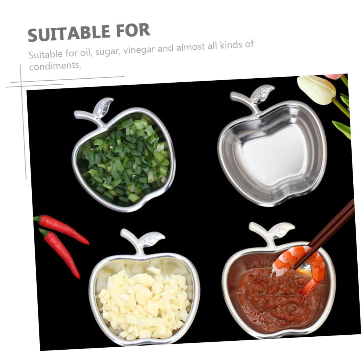 Cabilock 6 Piezas Plato De Puré De Manzana Platos Para Condimentos Plato Para Condimentos Platos De Aperitivos Platos Para Mojar Plato De Salsa De Acero Inoxidable Vajilla De Acero