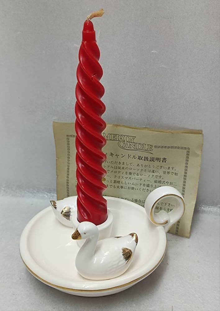 Amazon.co.jp: ビンテージ メロディーキャンドル 陶器製白鳥燭台