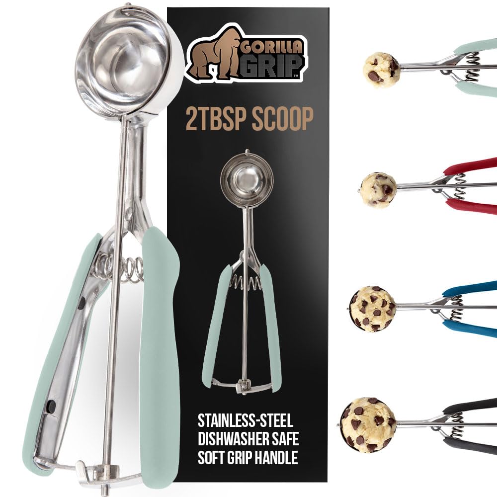 Stainless Steel Multipurpose BPA-Free Spring Scoop, 2 TBSP, Melon Ballers, Cookie Dough Scoops, Perfect Portion Sizes, Easy Squeeze and Clean Release, Scooper Size 30, Mint