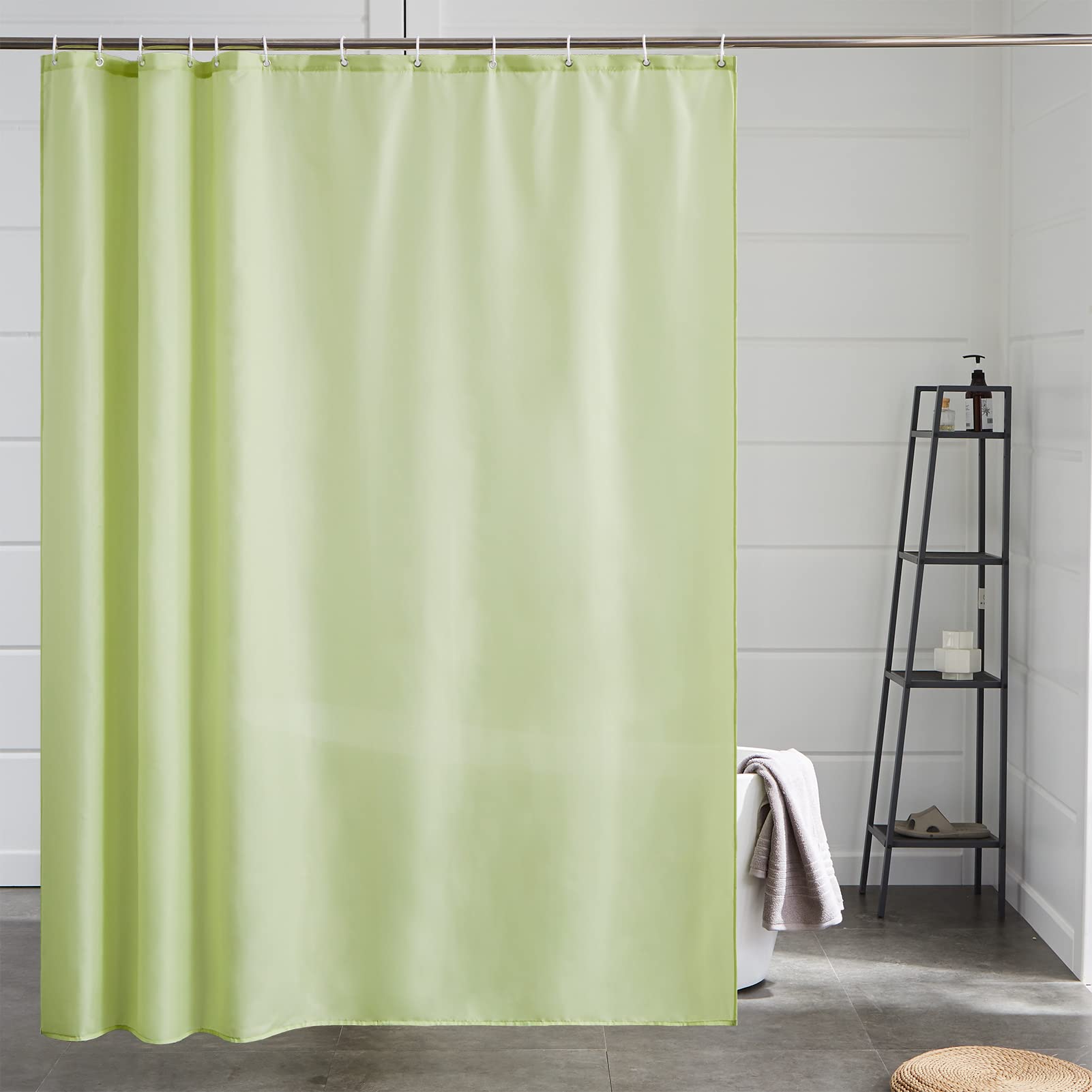 Furlinic Shower Curtain Mould Proof Resistant Wetroom Bathroom Polyester Fabric White 7ft Shower Curtains Liner Waterproof Rustproof Washable Weighted with 12 Hooks Extra Long 180x210cm 72x84. — view 197