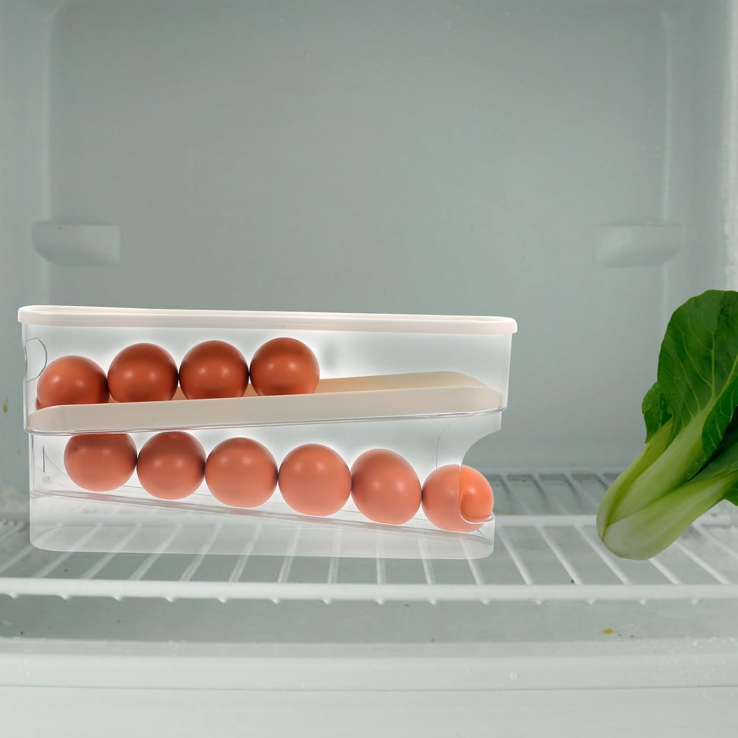 Gadpiparty Holder for Refrigerator Double Layer Organizer Automatic Rolling Dispenser Stackable Fridge Storage Fresh and Organized