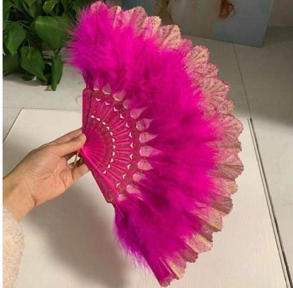 Abanico plegable de plumas suaves que alivia el calor en eventos sin hacer ruido