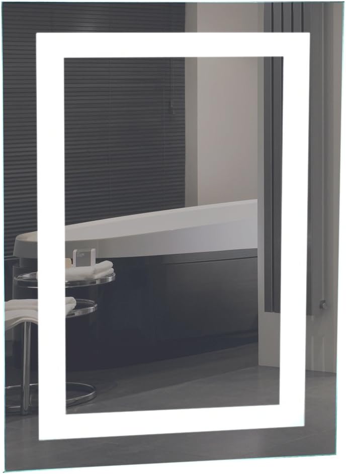 Raphael RozenLED Bordered Illuminated Mirror, Bathroom Mirror, Vanity Mirror, Energy Efficient White LED Lights, 30X20