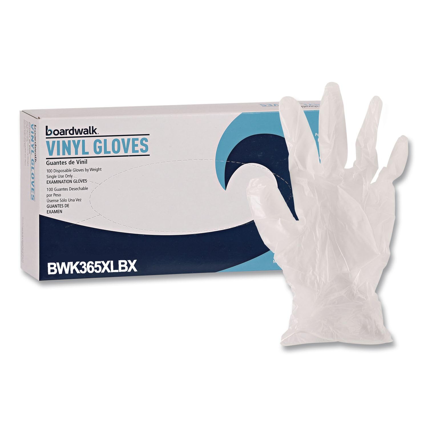 Boardwalk BWK365XLCT General Purpose Vinyl Glove, 2-3/5 mil, Vinyl, XL, Clear (Pack of 1000)