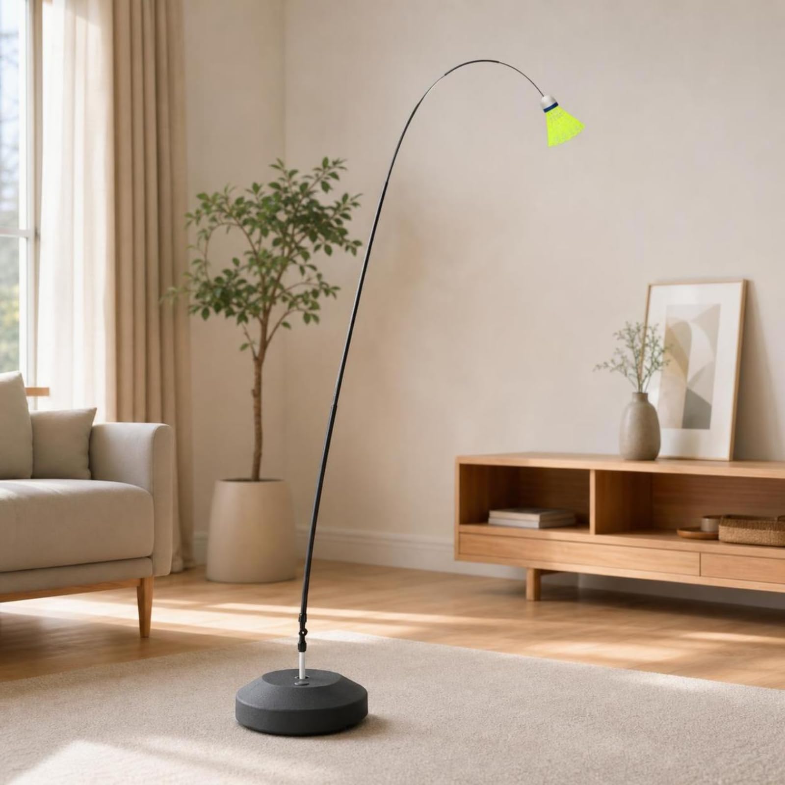 Di Bminton con Base Acqua | Elastico, Allenatore da Bminton con Corda Elastica, Telescopico, per Giardino, Giocatori Singoli