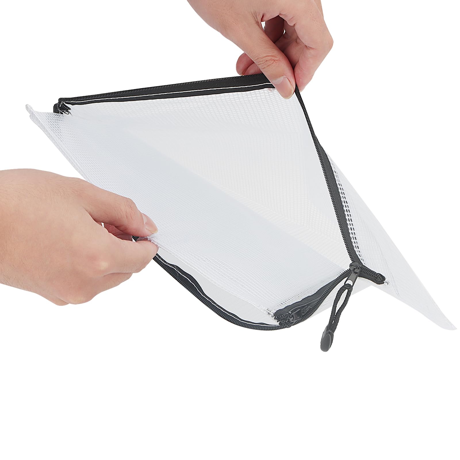 Lot de 50 pochettes A4 noires à fermeture éclair en plastique avec fermeture éclair pour le rangement de fichiers, fournitures de bureau