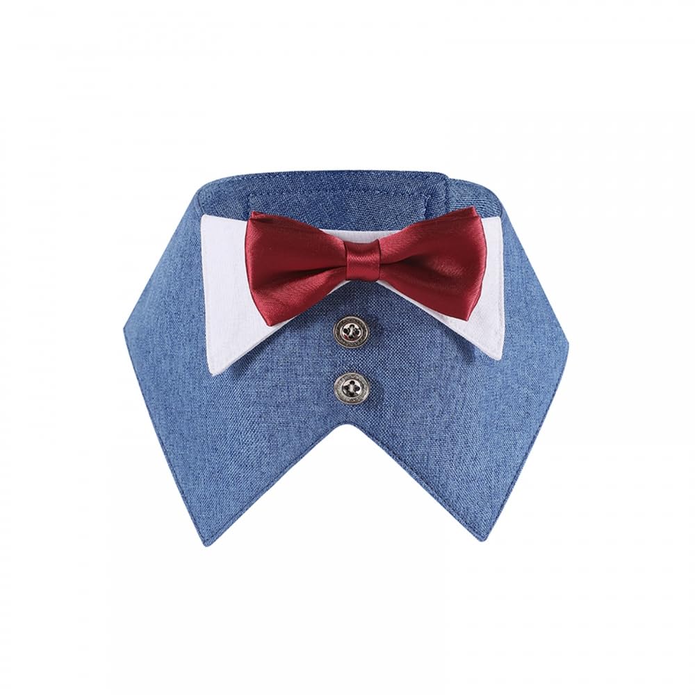 Bandana da Smoking per Cani, Collare Formale con Papillon Rosso per Cane di Piccola Media e Grande per Festa di Natale, Cosplay Matrimonio Compleanno Fidanzamento