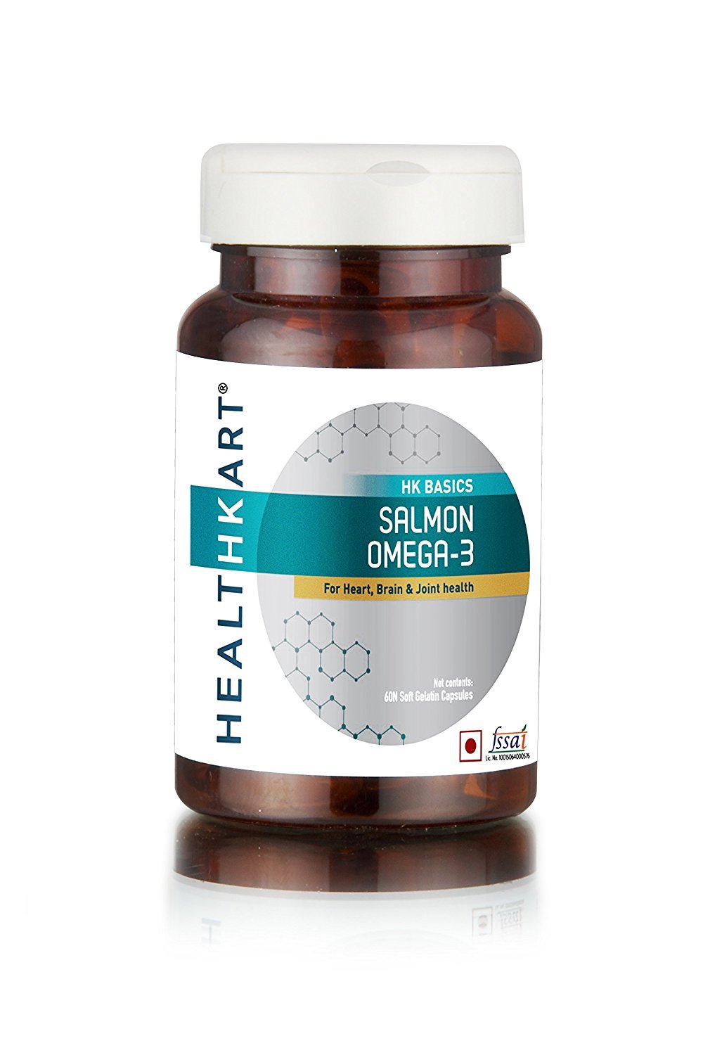 hk vitals Salmon Omega 3 (60 Capsules) | 1000mg Omega 3 Fish Oil For Men and Women with 180mg EPA & 120mg DHA | For Joints, Brain, and Eyes Health