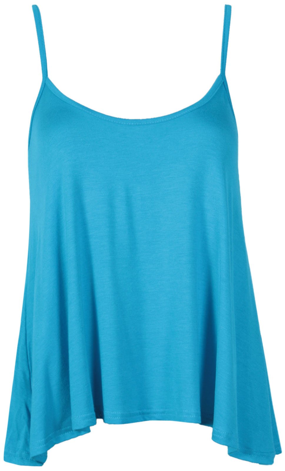 Purple Hanger Women's Truquoise Plain Sleeveless Stretch Round Scoop Neckline Slim Straps Strappy Flared Swing Camisole Vest Top Plus Size Turquoise Size 18 - 20 (Xxl)