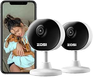 ZOSI Indoor Security Camera, 2Pack 1080P Home WiFi Camera with Phone App, Smart Motion Detection,2 Way Audio, Night Vision,C688 Baby/Pet Monitor,Memory Card/Cloud Storage,Works with Alexa,Plug-in asin的图片