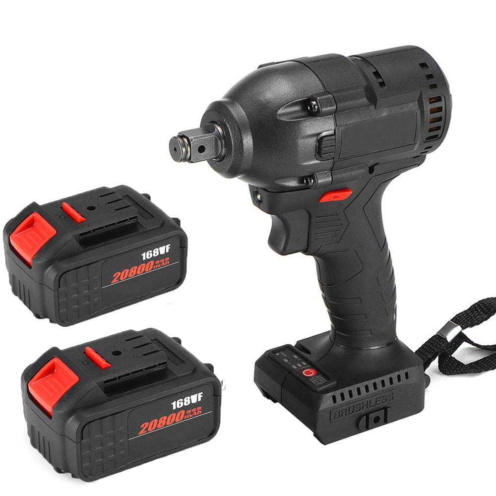 Sdydsge Black Drill， 350N.m Brushless Electric Impact Wrench Cordless Waterproof Screwdriver Kit With 2 X 20800Mah Li Battery, Drill Chuck, Converter, Sleeve, Etc