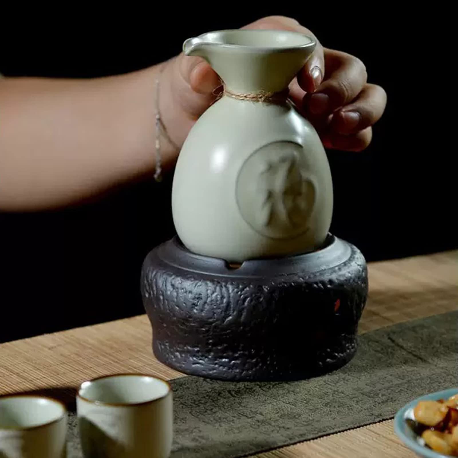 Tasse à saké Traditionnelle, Verres à vin en céramique, Ensemble de 6 Tasses à saké en céramique, Facile à Utiliser, Convient aux Amateurs de Culture, Artisanat Traditionnel (F)
