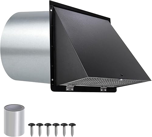 Cubierta de ventilación de pared de 12 pulgadas, tapa de ventilación para secadora, ventilación de pared exterior con capucha con pantalla y