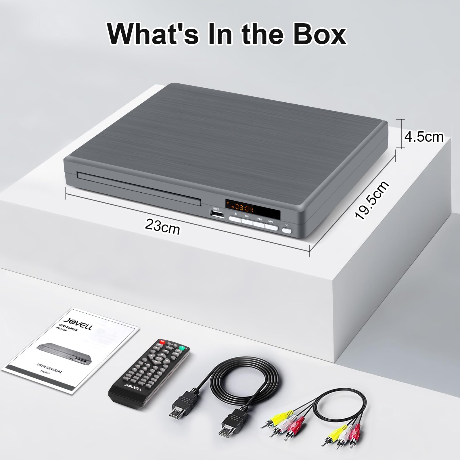 Reproductor DVD Multizona para TV | Reproductor DVD Compacto para Hogar con Salida Coaxial, HDMI y RCA | Lector DVDs/CD con Entrada USB para Todas Las Regiones y Multiformato (Gris, No BLU-Ray)