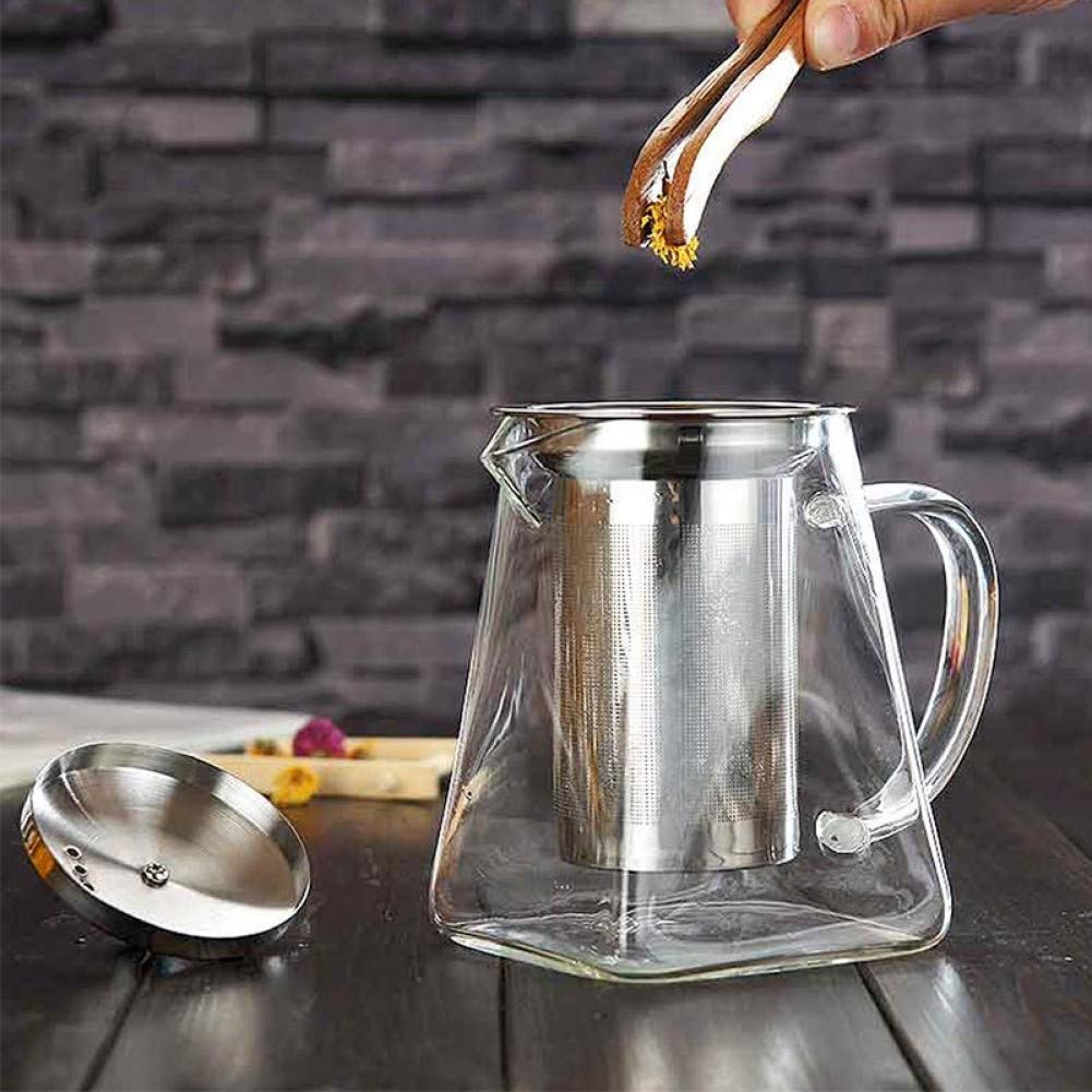 Teiera Quadrata In Vetro Borosilicato Con Infusore – 1 Pezzo, Trasparente, Adatta A Piano Cottura, Per Tè Sfuso E Fiorito - 4