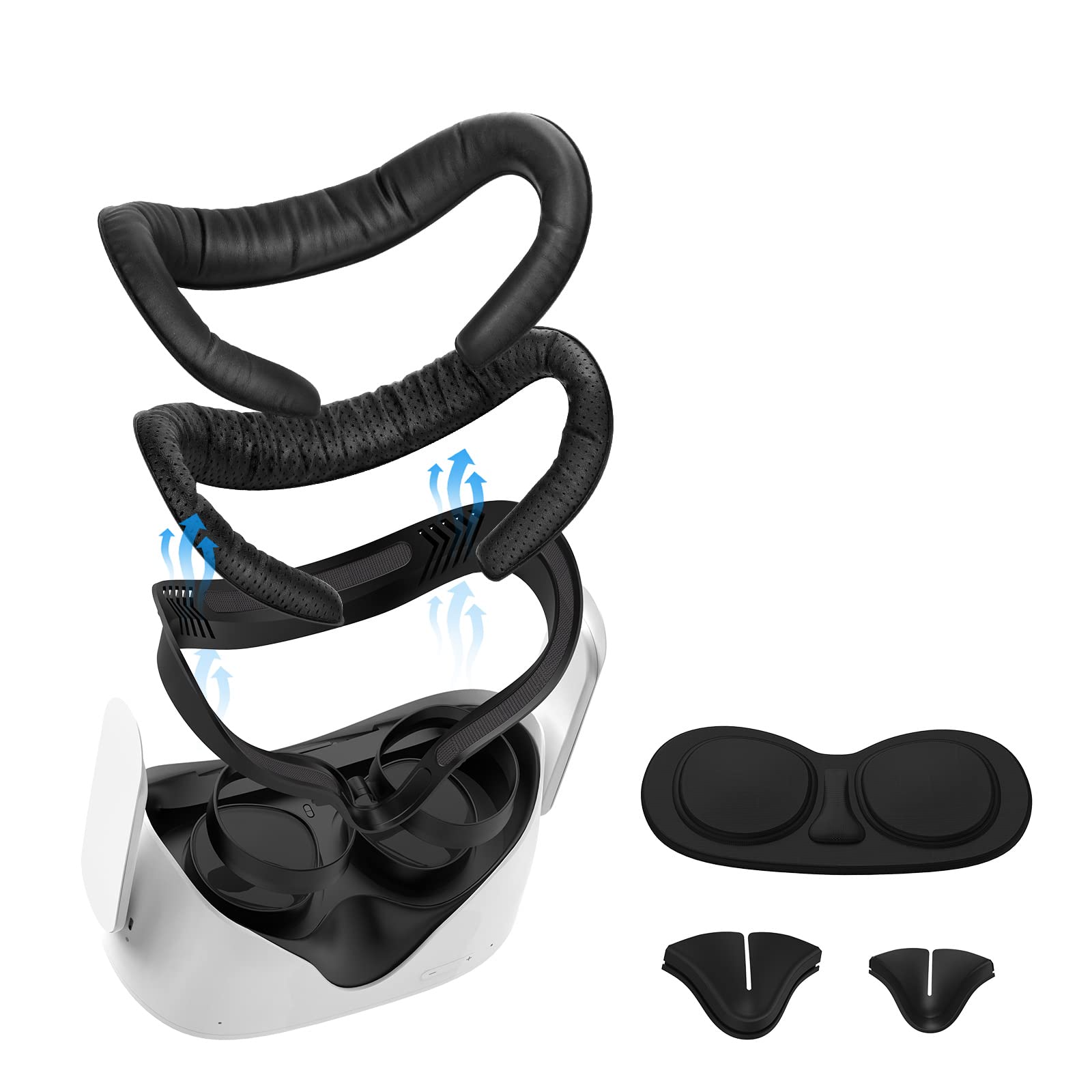 Interface Faciale pour Oculus Meta Quest 2 Accessoires Kit 7 en 1 avec Coussin de Protection