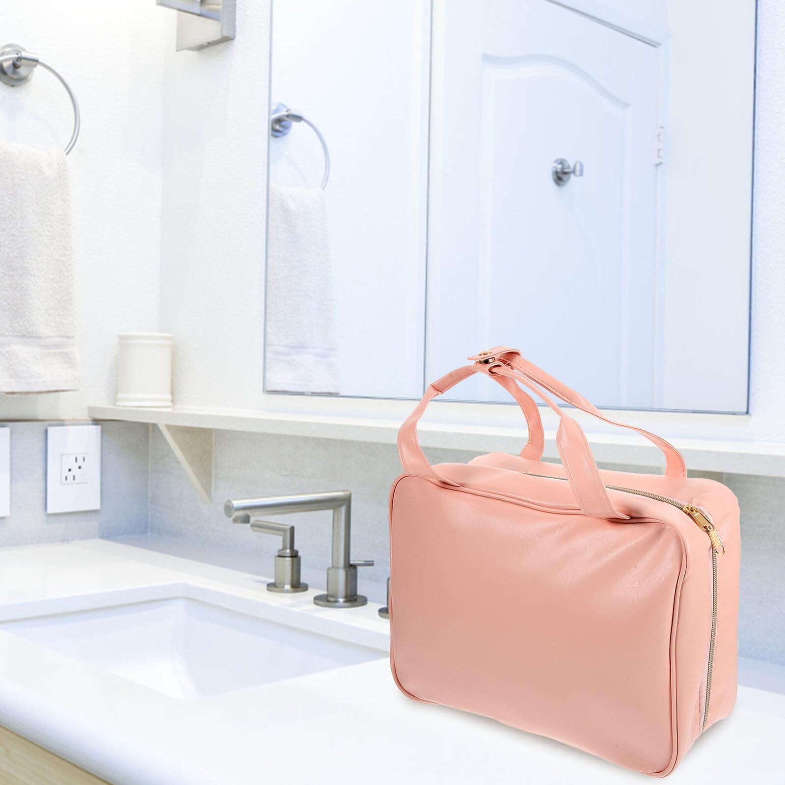 Zerodeko Trousse de Toilette Étanche pour Femmes Sac de Voyage Suspendu avec Compartiments Multiples Organiseur Maquillage Portable pour Cosmétiques et Articles de Toilette