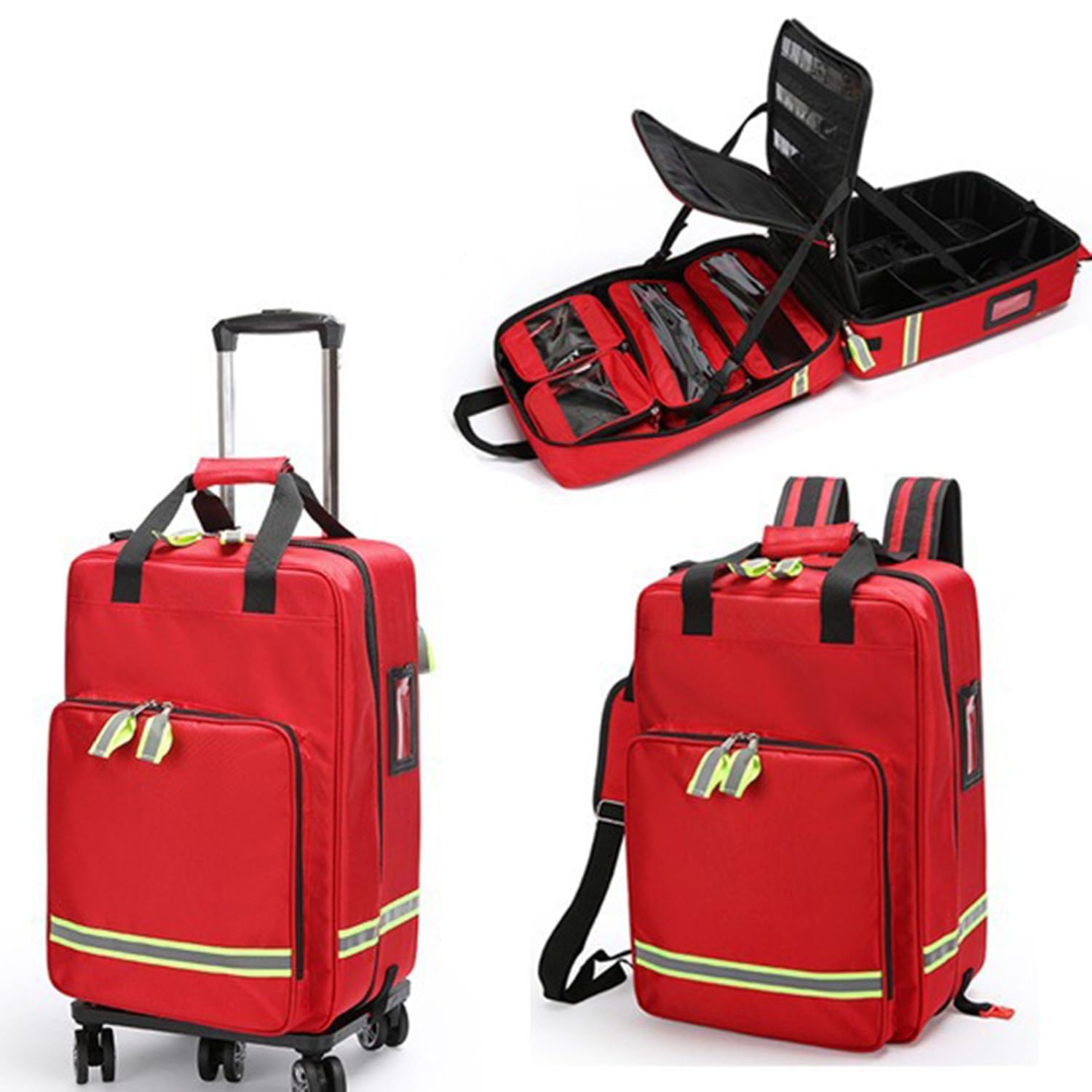 Zaino Emergenza A Rotelle con Carrello Staccabile, Zaino Infermiere Domiciliare, Borsa Medica Sportiva, Borsa Primeros Auxilios Vacia, Kit di Pronto Soccorso per Casa E Lavoro with Pull Rod