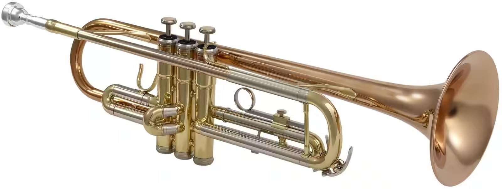 Woodbrass WTP400 – Trompeta Si barnizada – Pabellón de cobre rosa – Instrumento principiante listo para jugar, 3 pistones Monel, mochila y boquilla incluida – Conservatorio Fanfare Concert