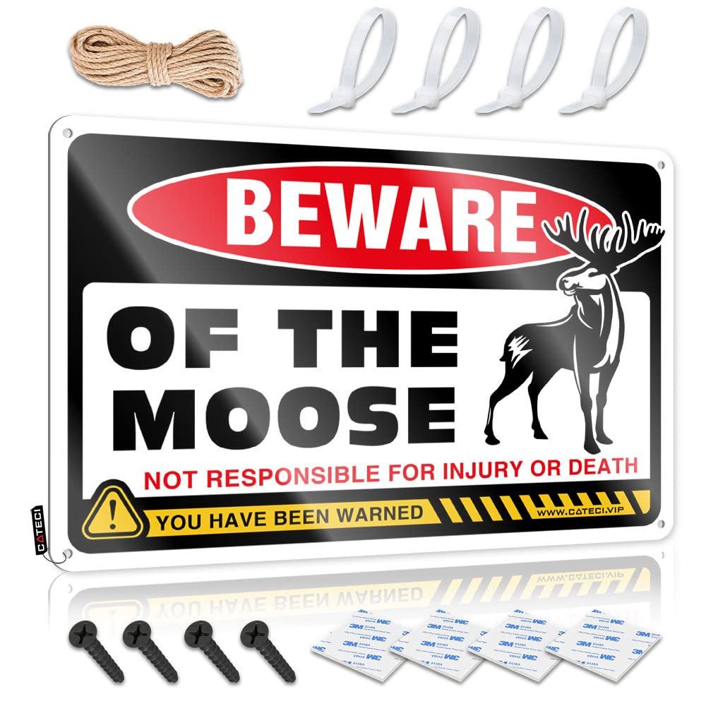 Farmhouse Signs Bedroom Door Decor Ready To Hang - Beware Of Moose Waterproof For Game Room(30X40CM)