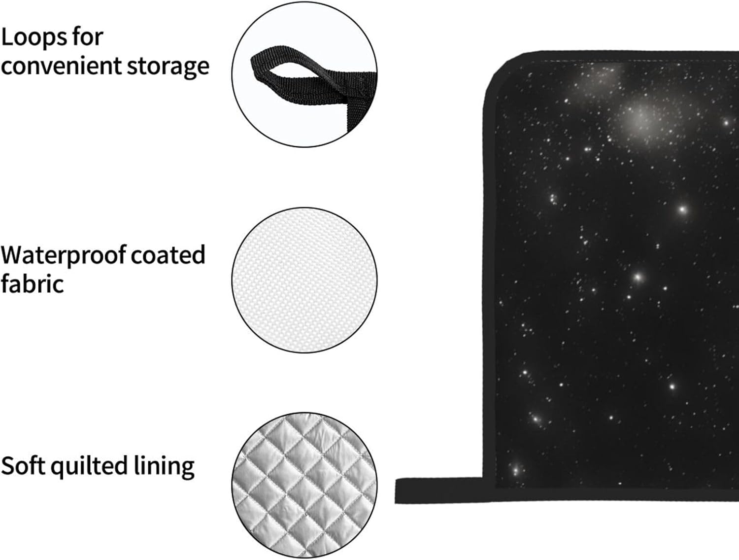 Black and white galaxy Oven gloves and heat-resistant mat 4-piece set. Suitable for grilling, microwave oven frying, and baking