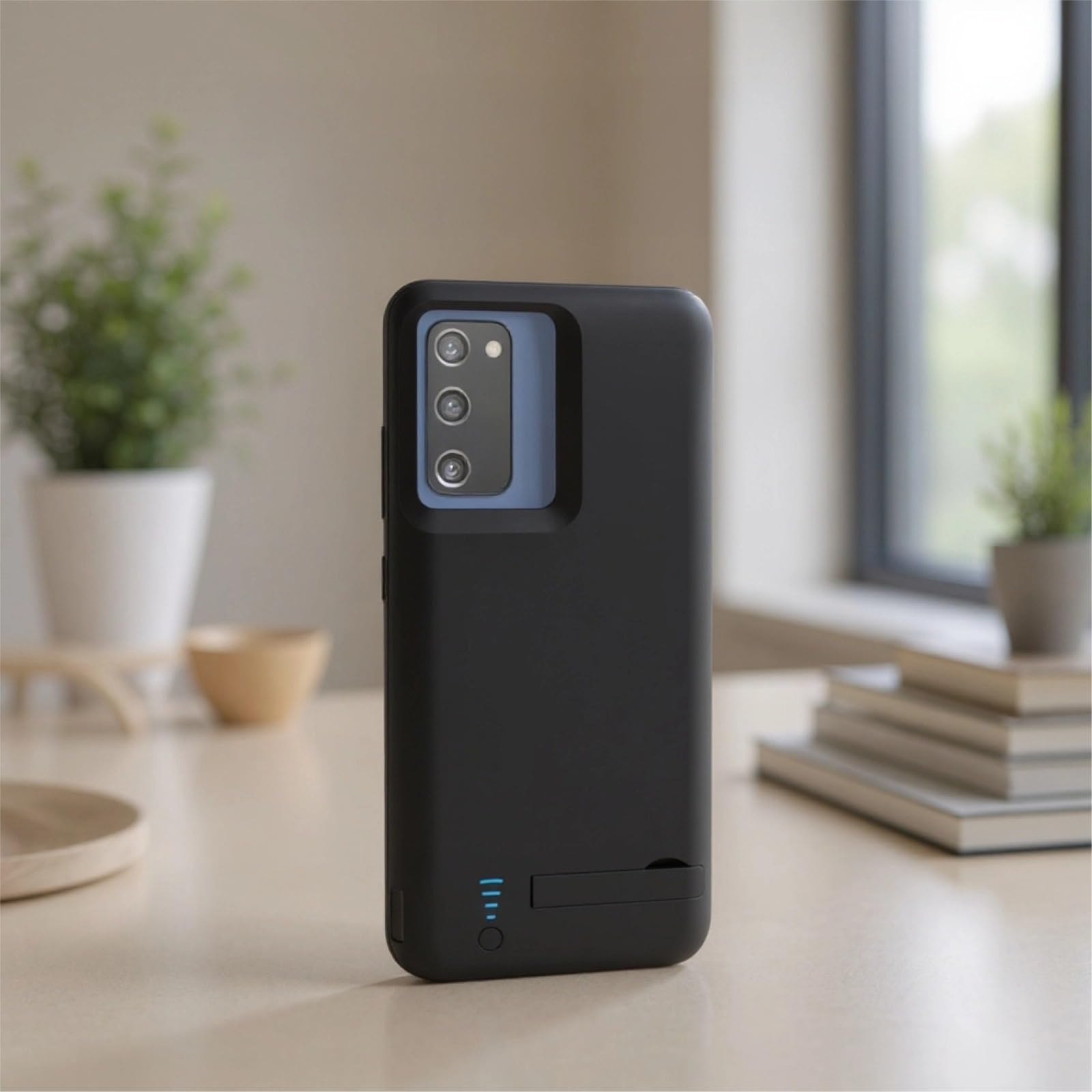 Tragbare 5000-mAh-Akkuhülle für S20 Fe, Full-Edge-Design, Ständer, Mattschwarz