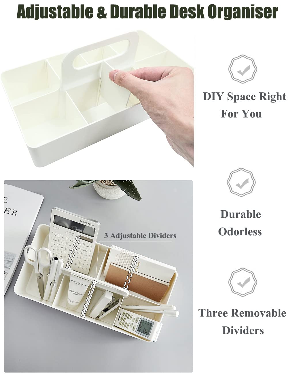 Panier De Rangement En Plastique Empilable, 3 Pcs Panier En Plastique Avec Poignée, Panier