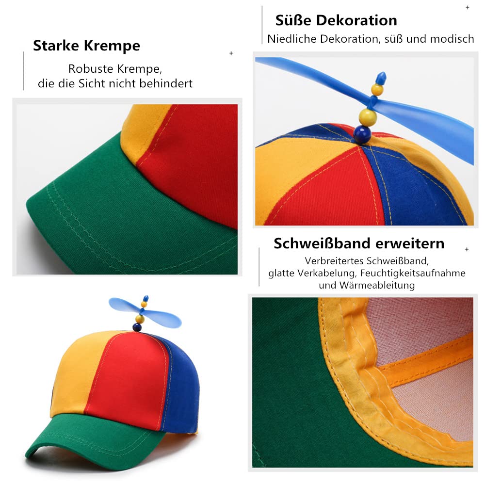 Voarge Propeller Hat, Propeller Hat, Helicopter Cap, Baseball Cap for Adults & Kids - Adjustable Size (Unisex Design) - Image 3