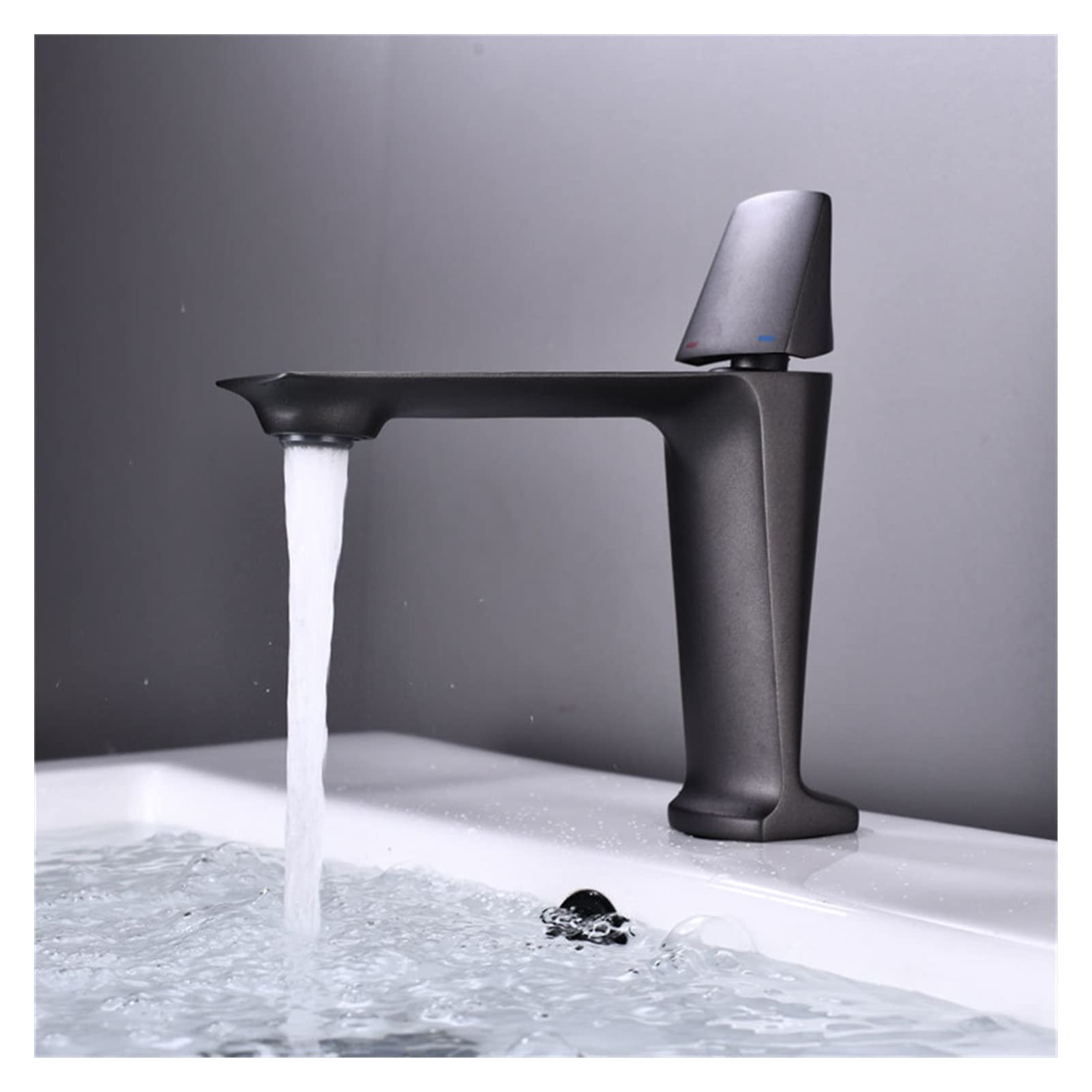 Cudtapi Grey Short Bathroom Faucet Basin Faucets Black Brass Faucet Hot And Cold Bathroom Sink Deck Mounted Toilet Nickel/Grey Color Mixer Water Tap(Grey Short)