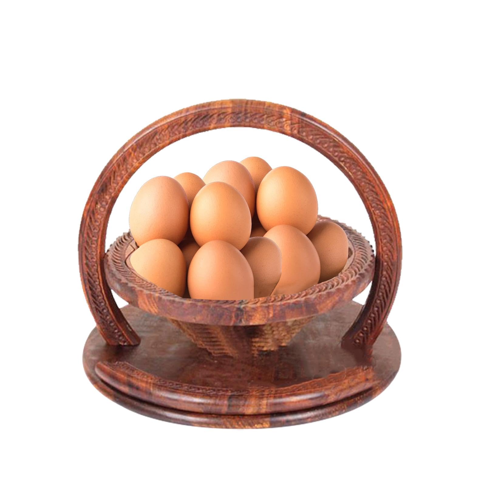 Paniers pliants pour noix de, panier pliable pour fruits secs | Panier à fruits pliable à 4 compartiments pour table de cuisine - à partir de fruits sculptés en bois faits à la main pour