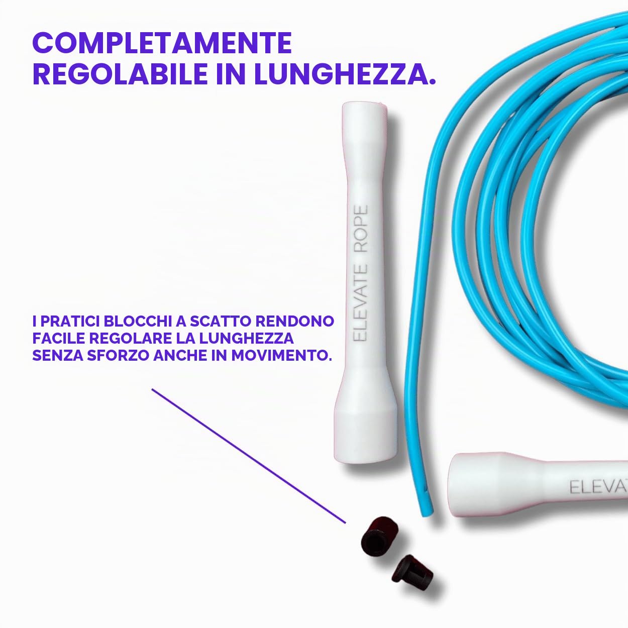 Elevate Rope - Pacchetto di corda per saltare con app per allenamento - 2 x corda per saltare regolabile - Adulti e bambini - Speed + corda con perline - Condizioni e trucchi - Interno/Esterno - Set