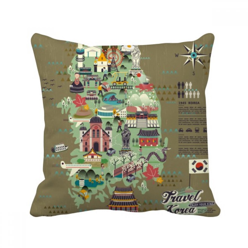 Coussin Corée du Sud multicolore 40x40cm avec insert amovible pour décoration maison